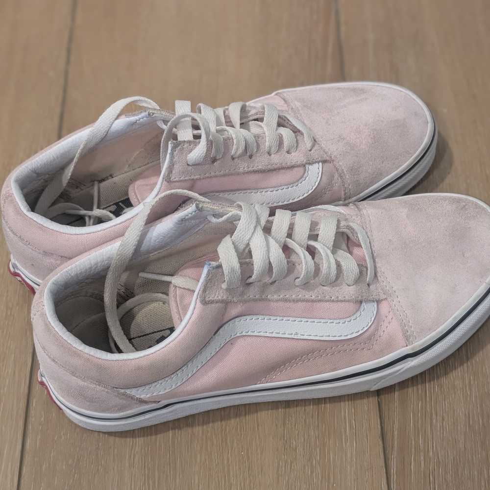 Vans Women's Pink and White Sneakers - Picture 4 of 5